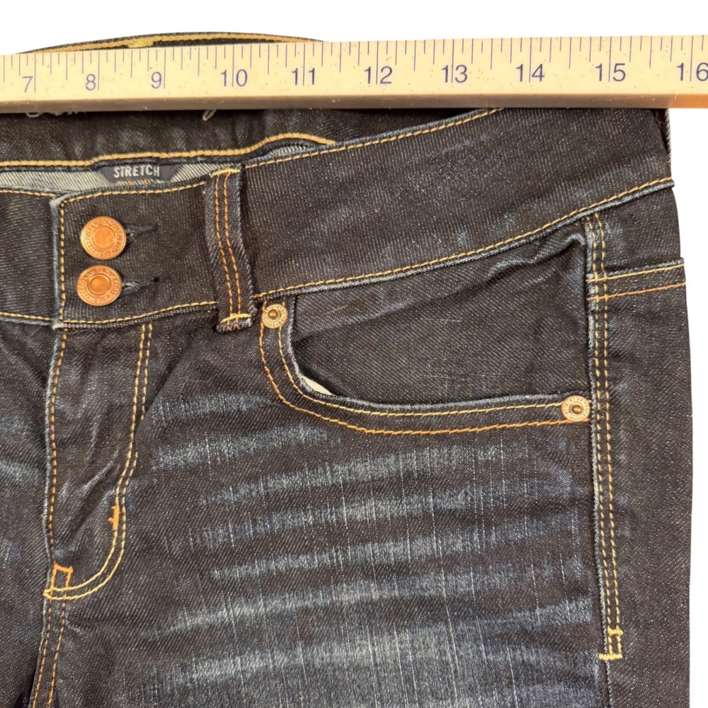 American Eagle Artist Jeans Womens 8 Regular Dark Wash Stretch Denim Flare Blue - Picture 5 of 9